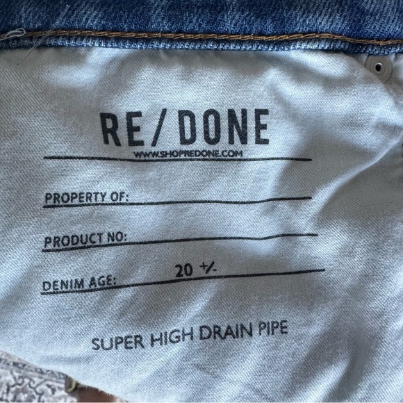 NWT NEW! RE/DONE Super High Drainpipe Destroy Wrecking Blue Jeans - Picture 12 of 15